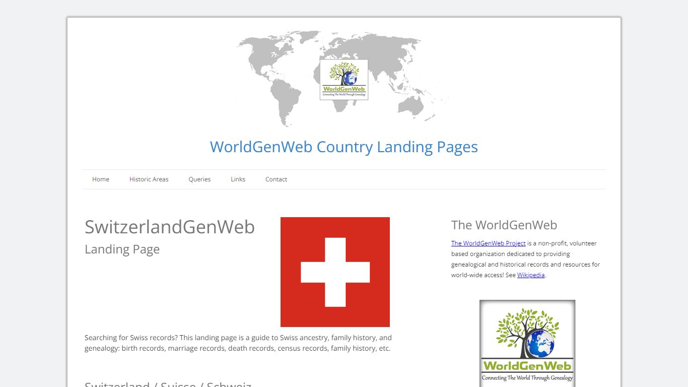 Swiss Genealogy / SwitzerlandGenWeb - WorldGenWeb Project